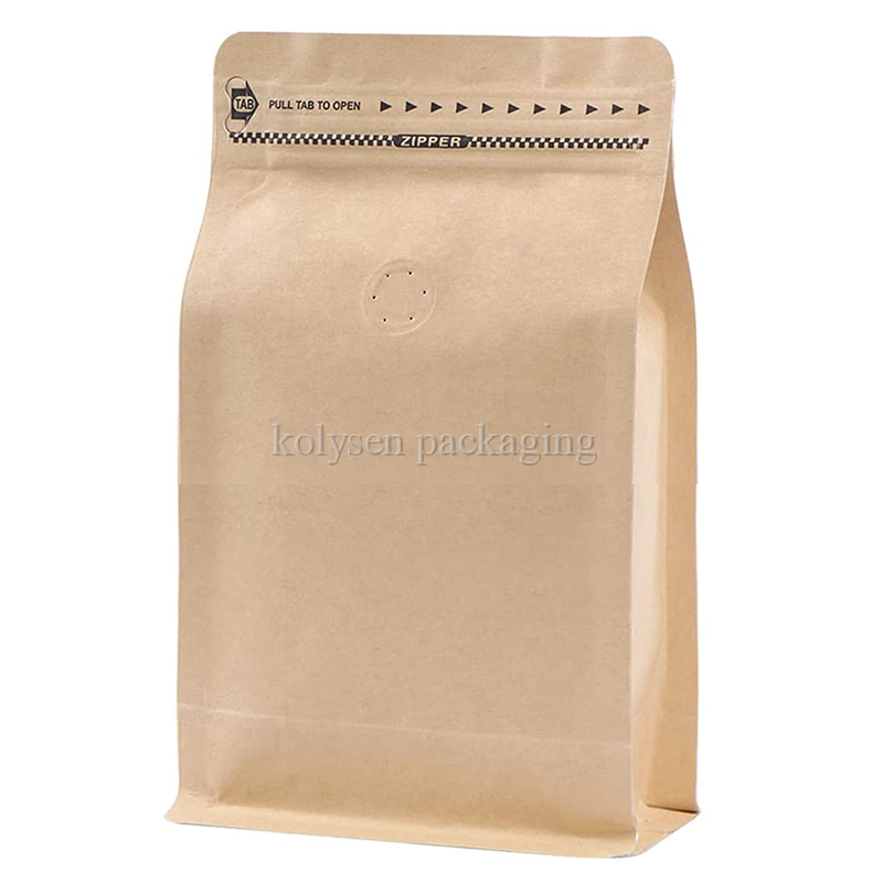 Tea & Food Package 1.2 Box Pouch (Flat Bottom Bag) : Tea & Food Package -  Kraft - Coffee Bag, Kraft Paper Flat Block Bottom Box Pouch Coffee Bag With  Tin Tie