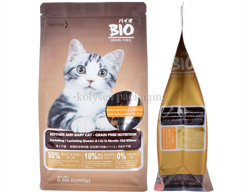 Square Bottom Side Gusset Bag for Cat Pet Food Packaging