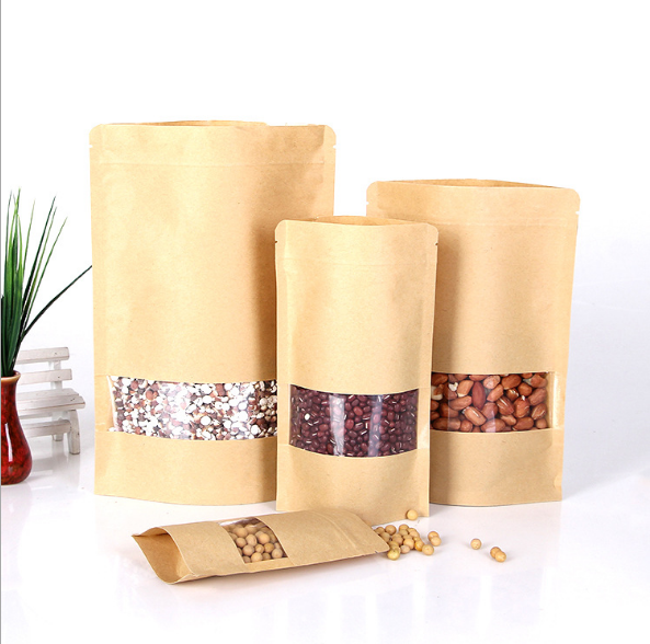 Brown Kraft Paper Pouch with Clear Window