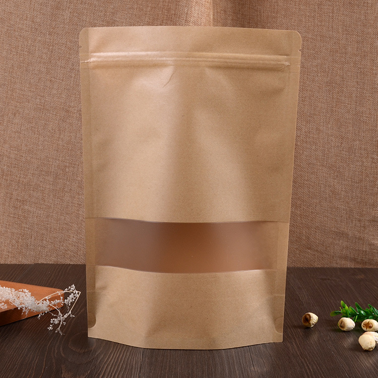 Download Wholesale Kraft Paper Stand Up Pouch Zipper Bag Matte Window