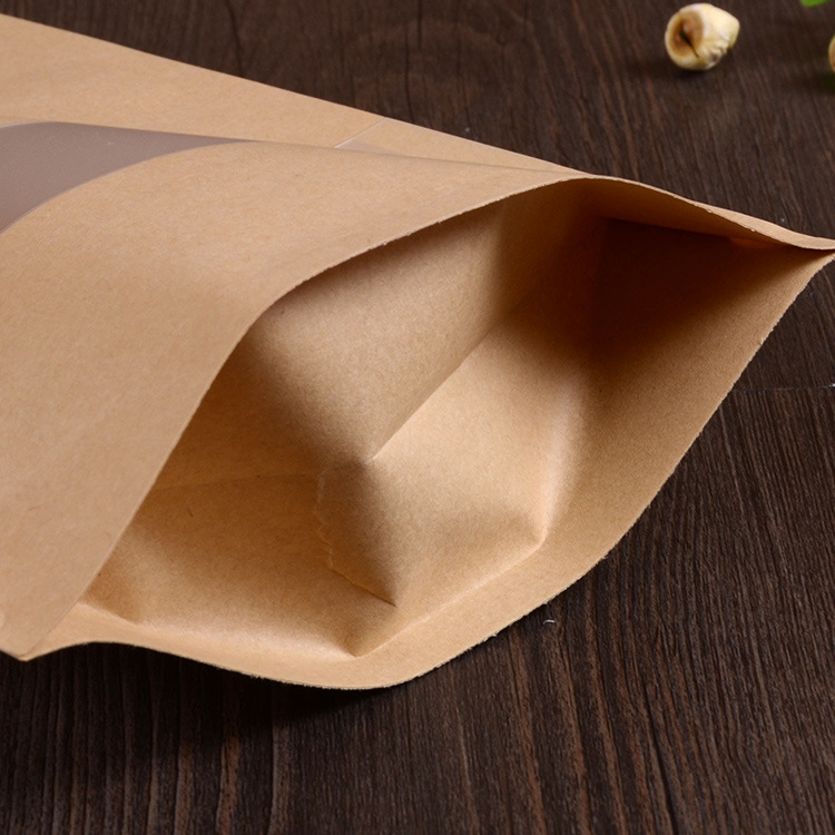 Download Wholesale Kraft Paper Stand Up Pouch Zipper Bag Matte Window