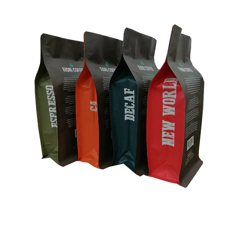 Ziplock Flat Bottom Moisture Proof Coffee Bags with Valve