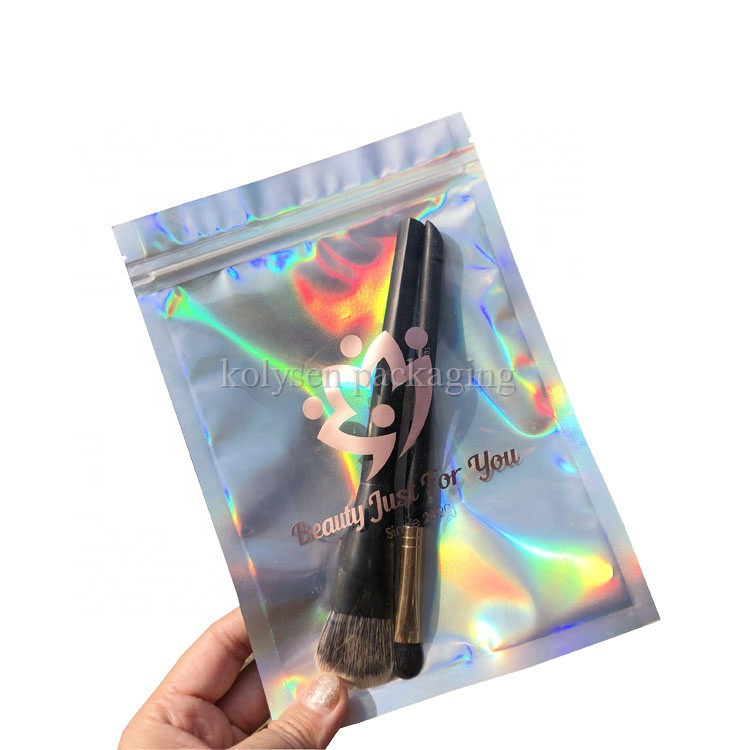 50pcs Zip Lock Sacs Holographique Laser Couleur Plastique Transparent  Pochette Pour Bricolage Bijoux Vente au détail Pochette de stockage Display