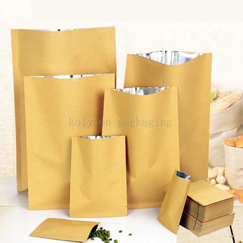 Kraft Paper Three Side Seal Bag With Foil Lined