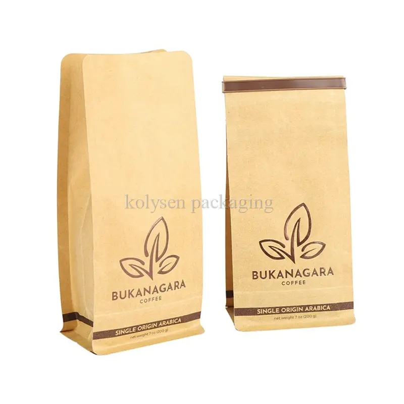 Biodegradable Kraft Paper Flat Bottom Coffee Bag