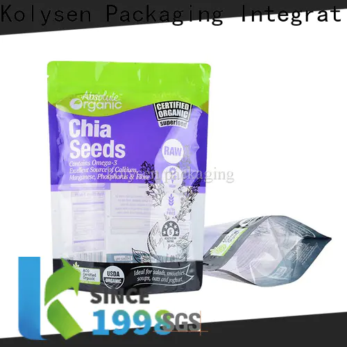 Kolysen stand up zipper bags wholesale company used in food and beverage