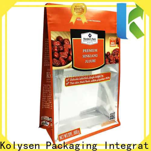 Kolysen flat bottom gusset bags company for food packaging