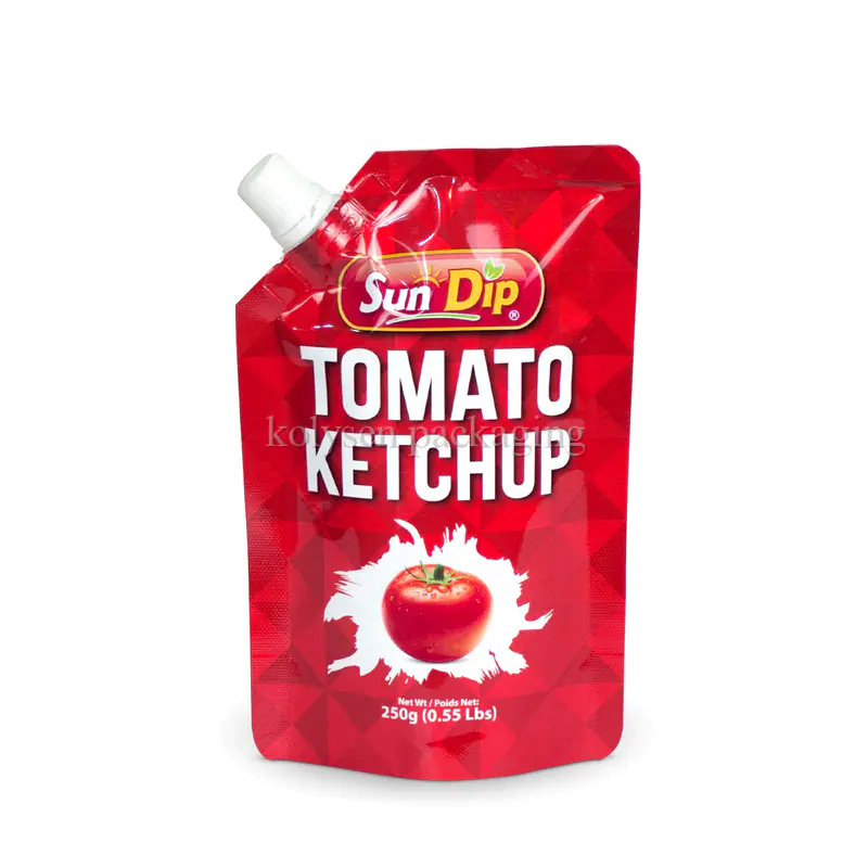 Stand Up Corner Spout Pouch for Ketchup Juice Sauce
