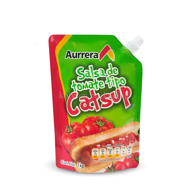 Stand Up Corner Spout Pouch for Ketchup Juice Sauce