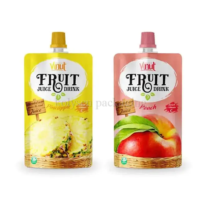 Spout Stand Up Pouch for Apple Fruit Juice Laminated Packaging