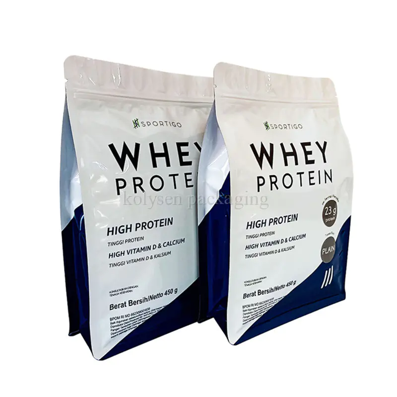 Protein Powder Eight Side Seal Flat Square Bottom Bag