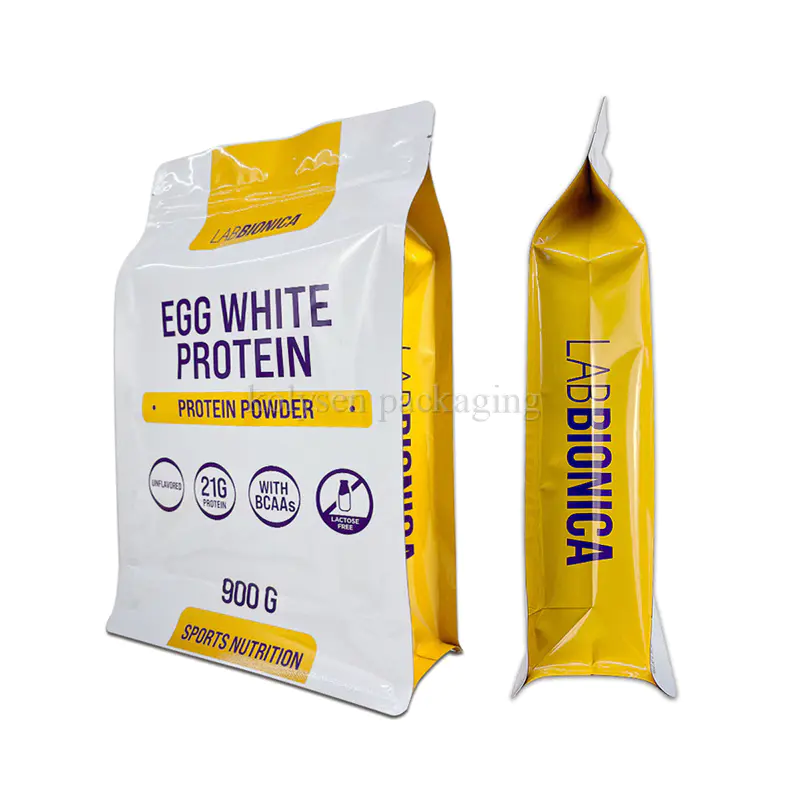 Glossy Printing Whey Protein Powder Packaging Pouch Bag