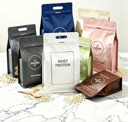 Eight Side Seal Zipper Bags: Ideal Packaging for Protein Powder & Fitness Supplements